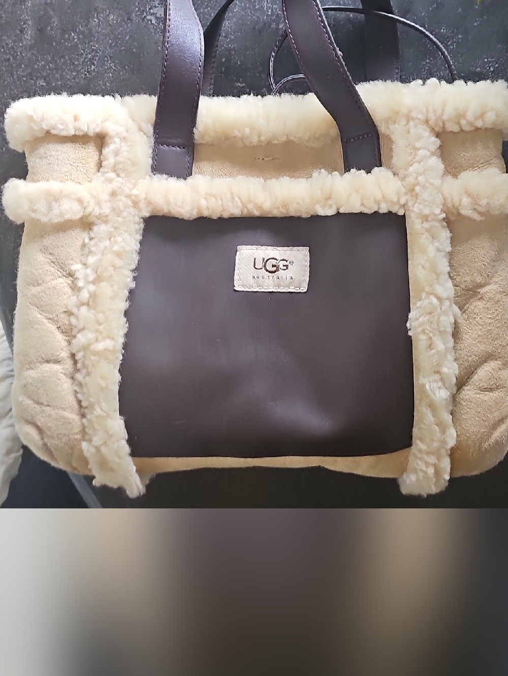 UGG BrownLeather & Cream Shearling Tote
